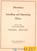 Oliver-Oliver 20\", Template Tool Bit Grinder, Installing Operating & Parts Manual 1946-20\"-02